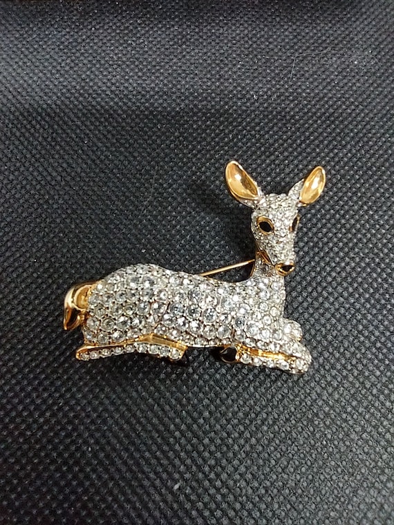 Pave Crystal Rhinestone Deer Pin