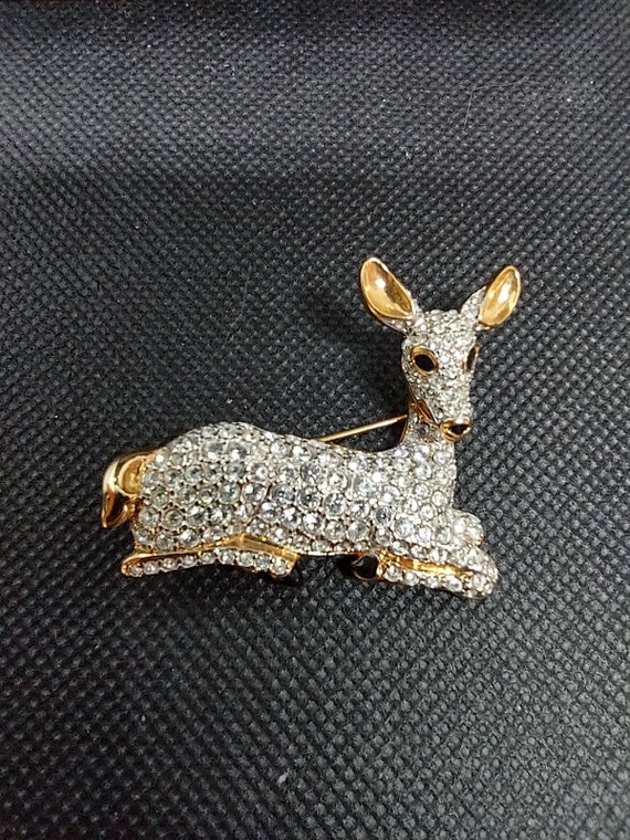 Pave Crystal Rhinestone Deer Pin Gem