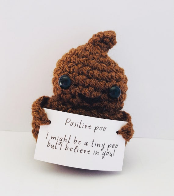 Handmade Crochet Positive Poo, Gift Boxed, Funny Silly Gift Humour
