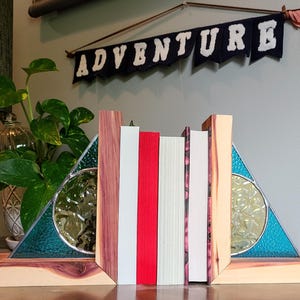 Hallows Stained Glass Bookends