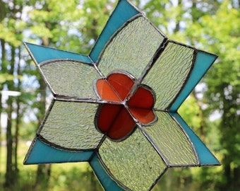 3D Stained Glass Orange & Blue Spinner