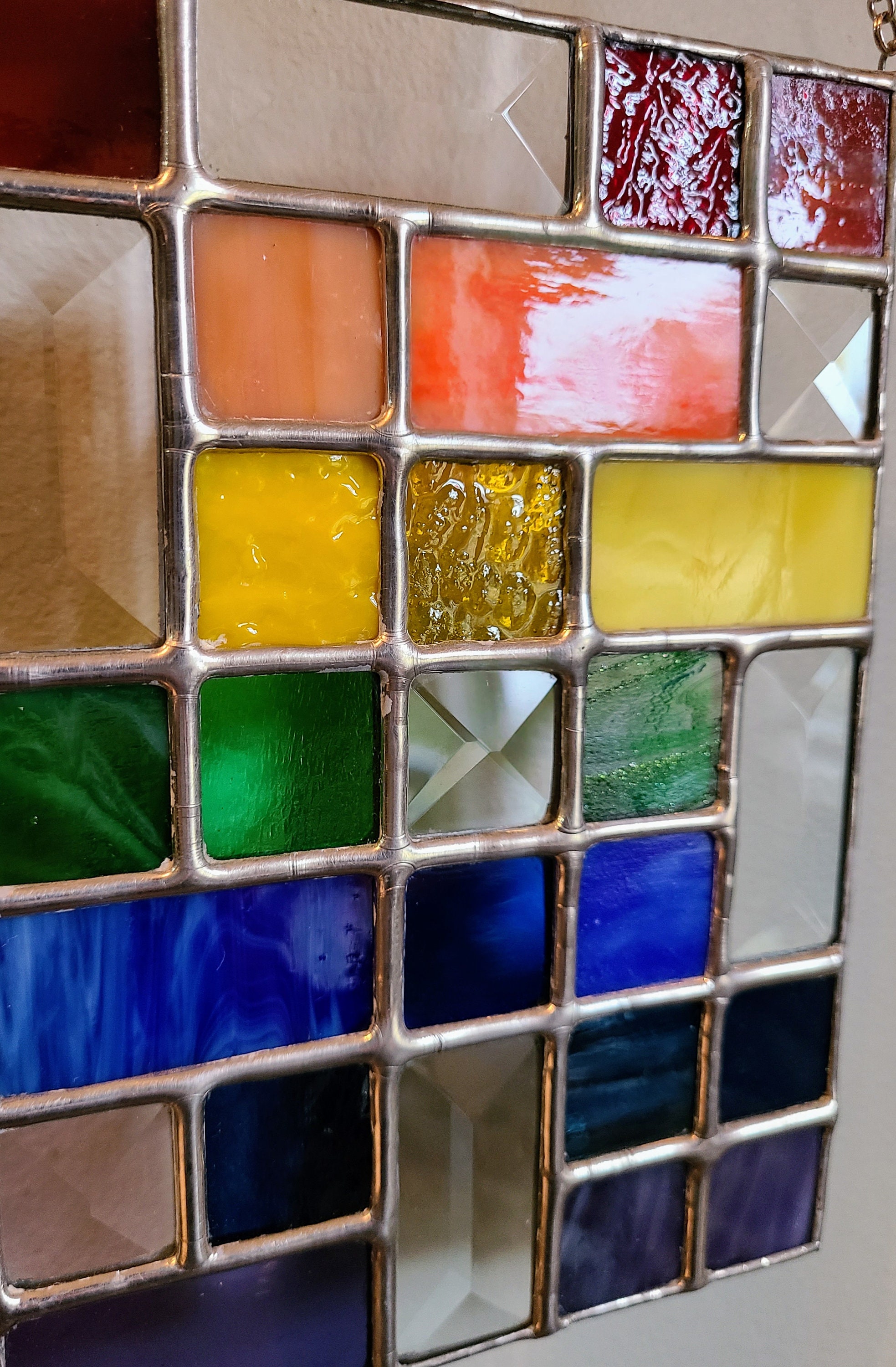 Stained Glass Rainbow Bevel Panel - Etsy