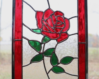 Stained Glass Rose Panel