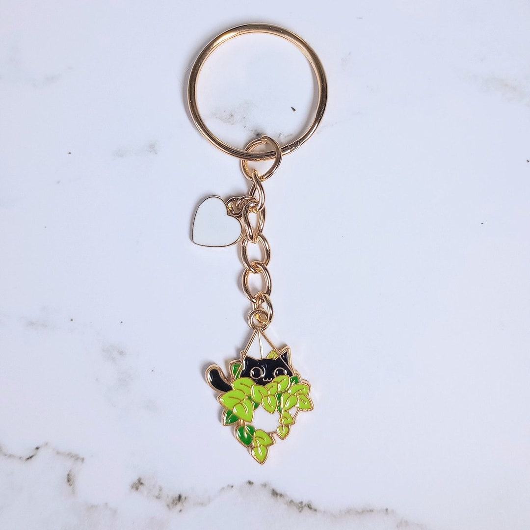 Cat Keychains. Cat in Plants Keychains. Cat Accessories. Gifts for Cat