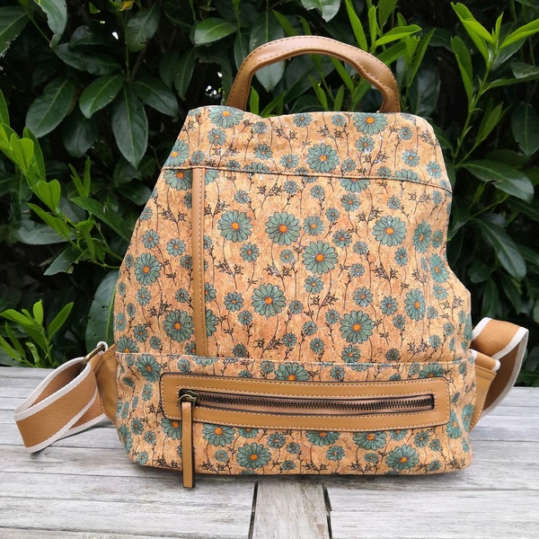 Kork Rucksack mittlere Größe, veganer Rucksack, Diebstahl Schutz, bedruckter Rucksack, City Rucksack, Ausflug, Urlaub, Geschenk Geburtstag