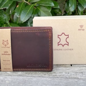Handliche Geldbörse in 100%  Leder, sehr Langlebig,  RFID- Schutz vor Datenklau, Portemonnaie, Brietasche, Geldbörse Leder Herren
