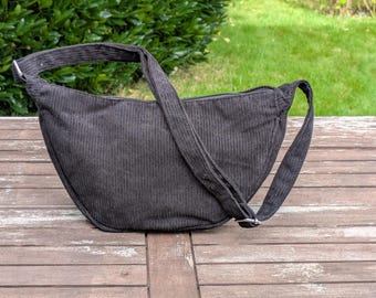 Cord Tasche groß Bananen Tasche, Banana Bag, Umhänge Tasche Crossbody Tasche, Kord Schultertasche, Half Moon Bag, Moonbag, Geschenk für Sie