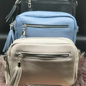 Kleine Leder Umhängetasche,  Crossbody Bag,  Nappaleder, auswechselbaren Taschenumhänger, Geschenk zu Muttertag, kleine schwarze Tasche