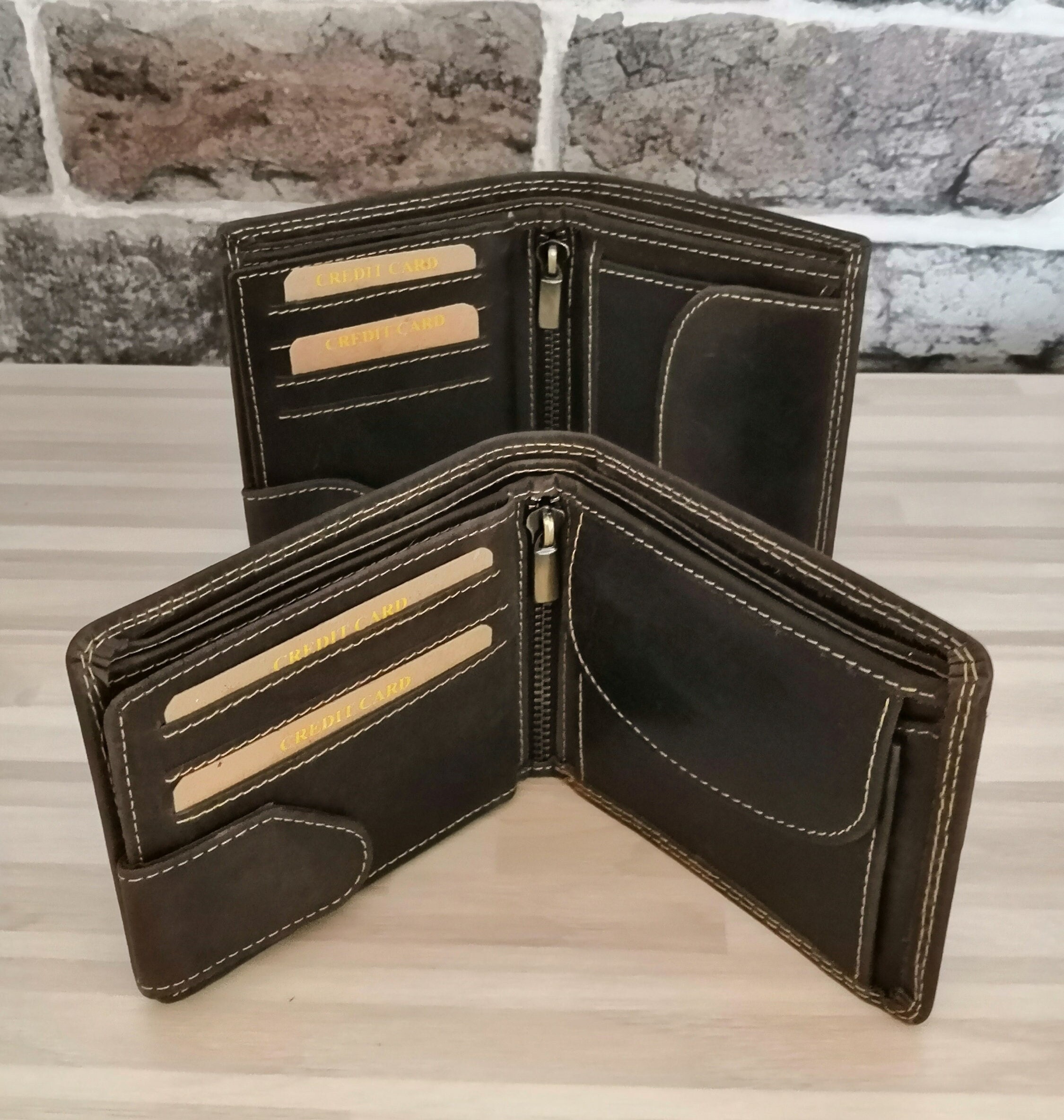 Leather wallet for men, RFID protection, genuine leather wallet, card  slots, unisex, brown wallet, data readout, Hunter leather