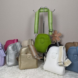 Umhängetasche Damen klein, Handytasche mit Umhänger, Kartenfächer, Kunstleder/veganes Leder, GESCHENK FÜR SIE, Geburtstag, Valentinstag