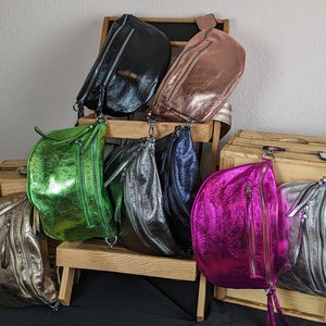 Bauchtasche metallic>veganes Leder>glitzer Crossbody Tasche>Umhängetasche mit Wechselgurt>Kunstleder Tasche>Geschenk Geburtstag>Muttertag