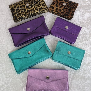 Kleine und mittlere Leder Börse in Glitzer, metallic glänzend, Reißverschluss mit Druckknopf, Minigeldbörse, Verpackung für Geldgeschenke