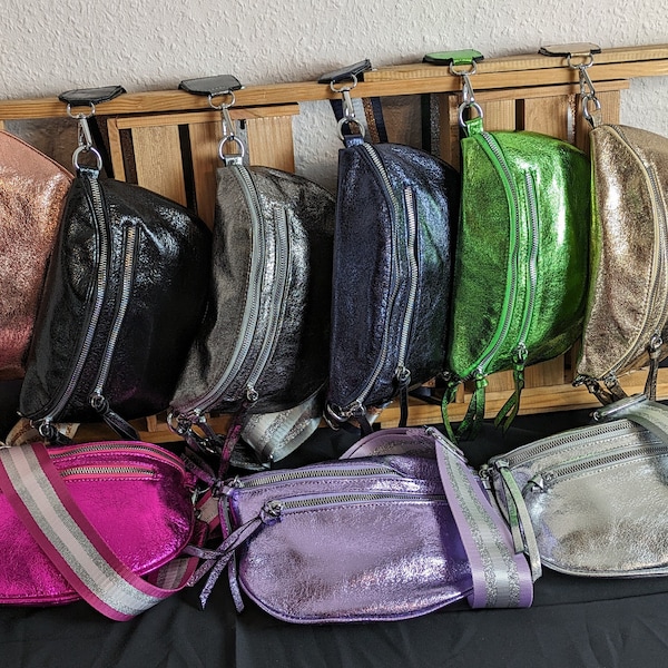 Metallic Bauchtasche>veganes Leder>Glitzer Bauchtasche>Umhängetasche mit Wechselgurt>Kunstleder Crossbody Bag>Glitzer Gürteltasche>Geschenk