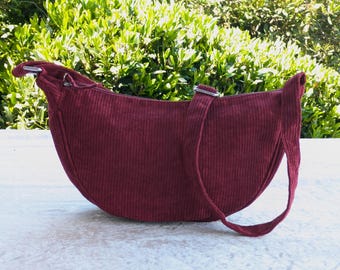 Cord Tasche, Bananen Tasche, Banana Bag, Umhänge Tasche, Crossbody Tasche, Kord Schultertasche, Half Moon Bag, Moonbag, Geschenk für Sie