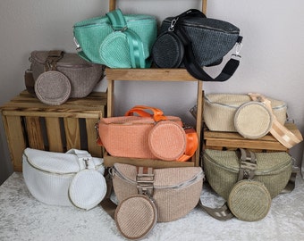 Bauchtasche Papiergarn Raffia nachhaltige Damen Umhängetasche Crossbody Tasche Hüfttasche BOHO Tasche vegan Sommer Urlaub  Geschenk für Sie