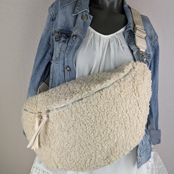 Teddy fur bag, teddy shoulder bag, crossbody bag large, belt bag, plush bag, bum bag, autumn/winter bag, fur bag