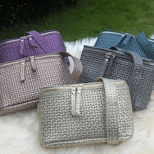 Damen Bauchtasche Echt Leder, Silber und Gold Reißverschluss, Gürteltasche, kleine Umhängetasche Leder, Crossbody Tasche, Geschenk für Sie