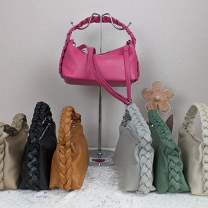 Elegante Damen Tasche,Echt Leder,Tragegriff geflochten,Henkeltasche,Umhängetasche,Handtasche,Crossbody Tasche,Geschenk Geburtstag Muttertag