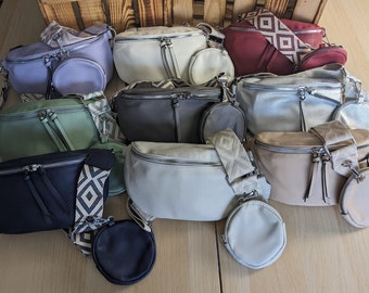 Bauchtasche mit gemustertem Gurt,kleines Portemonnaie,Schlüsselanhänger,veganes Leder, Crossbodytasche  Kunstleder,Geburtstag, Muttertag