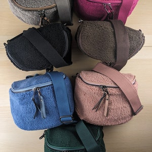 Teddyfell Bauchtasche Umhängetasche Teddy Plüsch Crossbody Tasche Teddyfell  Bauchtasche Bodybag Geschenk Frauen Geburtstag Weihnachten
