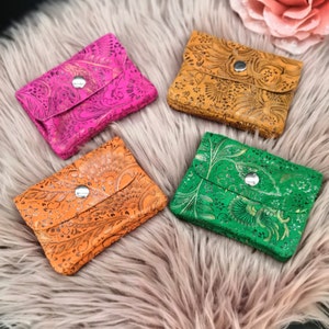 Kleine Leder Geldbörse ,Prägedruck, metallic glänzend, Reißverschluss und Druckknopf, Minigeldbörse, Geschenk Frauen, Geldgeschenk verpacken