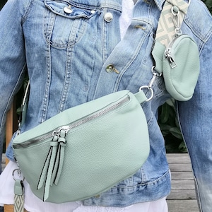 Bauchtasche mit gemustertem Taschengurt,kleines Portemonnaie,Schlüsselanhänger,veganes Leder,Crossbody Tasche Kunstleder, Geburtstag, Urlaub