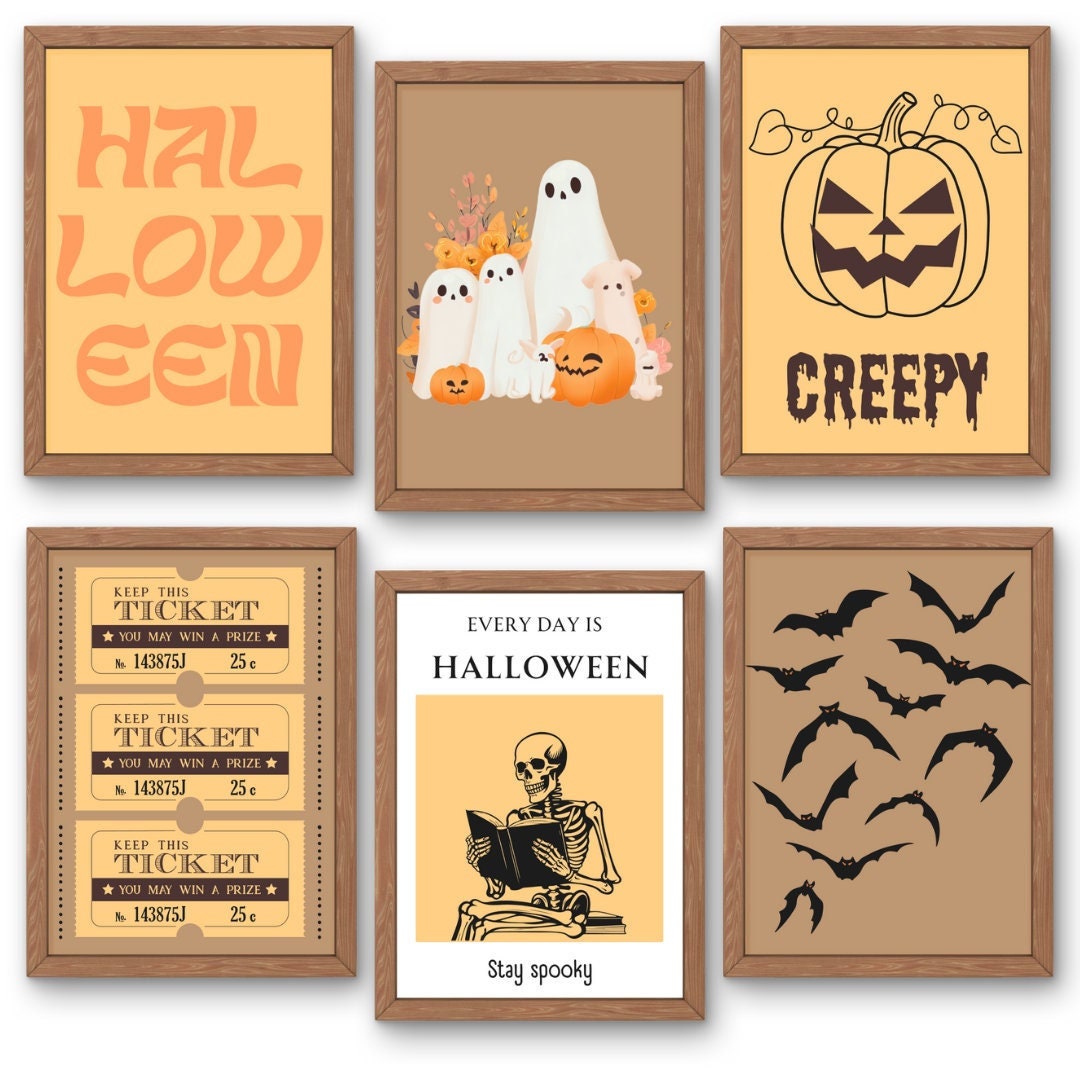 20 Halloween Printable Gallery Wall Art Pack Halloween, Vintage ...