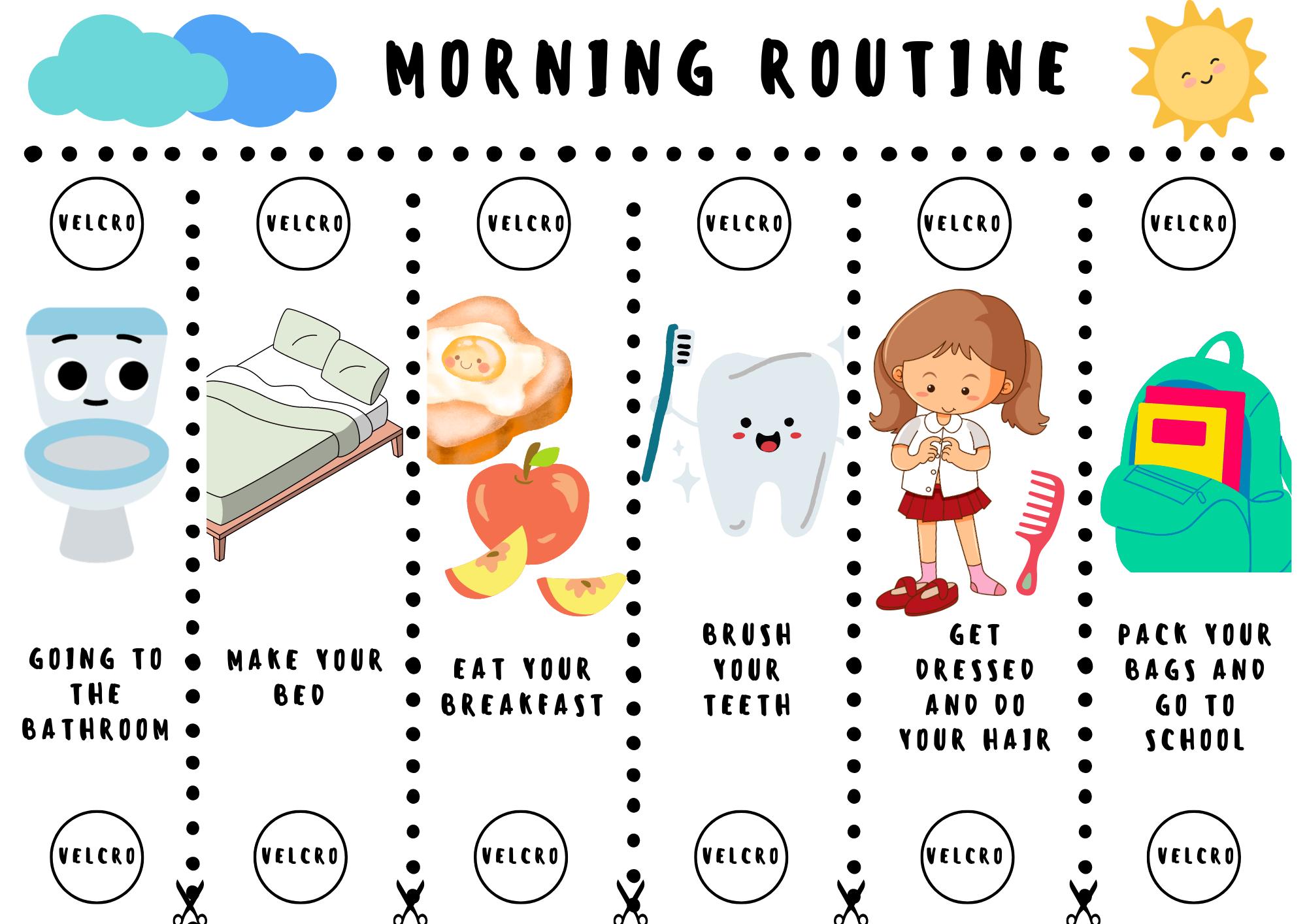 Girl Toddler Routine, Morning Routine Chart, Visual Schedule, Checklist ...