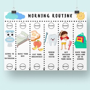 Boy Toddler Routine, morning Routine Chart, visual schedule, checklist with pictures, flipchart for kids, printable, daily responsibilities