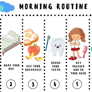Girl Toddler Routine, Morning Routine Chart, Visual Schedule, Checklist ...