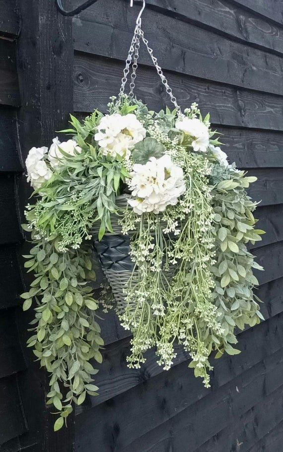 White Geranium Grey Cone hanging Basket All Year Round NEW for 2025