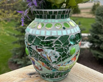 Antique Glass Mosaic Vase