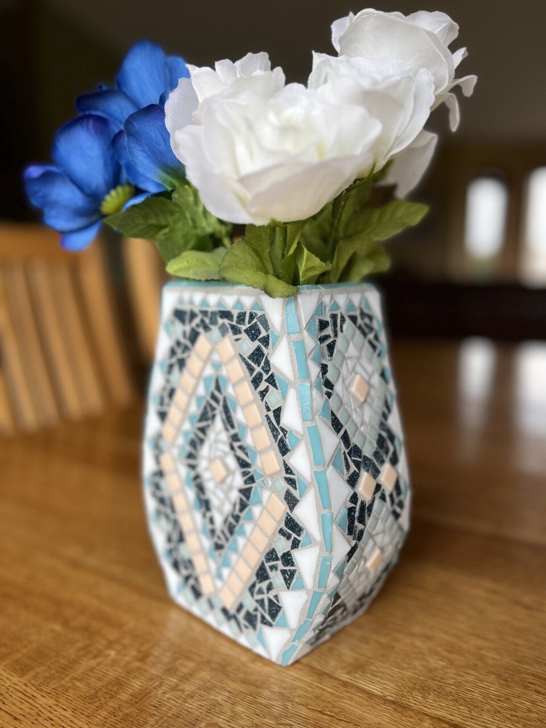 Mosaic Glass Vase Etsy
