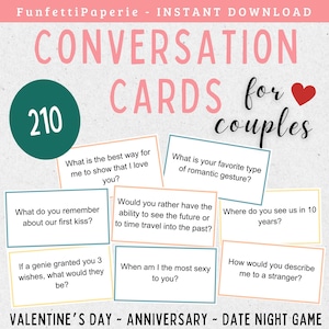 210 entrées pour conversation en couple, cartes de conversation imprimables, idée de rendez-vous galant, jeu de la Saint-Valentin pour couple, lien intime