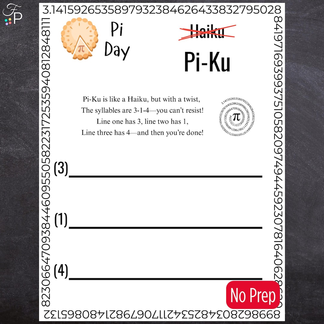 Pi Numbers Poem Pi Day Pi Ku Poem Game - Easy No Prep Math Poetry Activity for Kids ...
