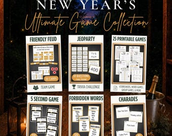 New Years Eve Games Bundle, 30 Printable Party Games, Family New Years Games, NYE Party Games for Kids Teens Adults