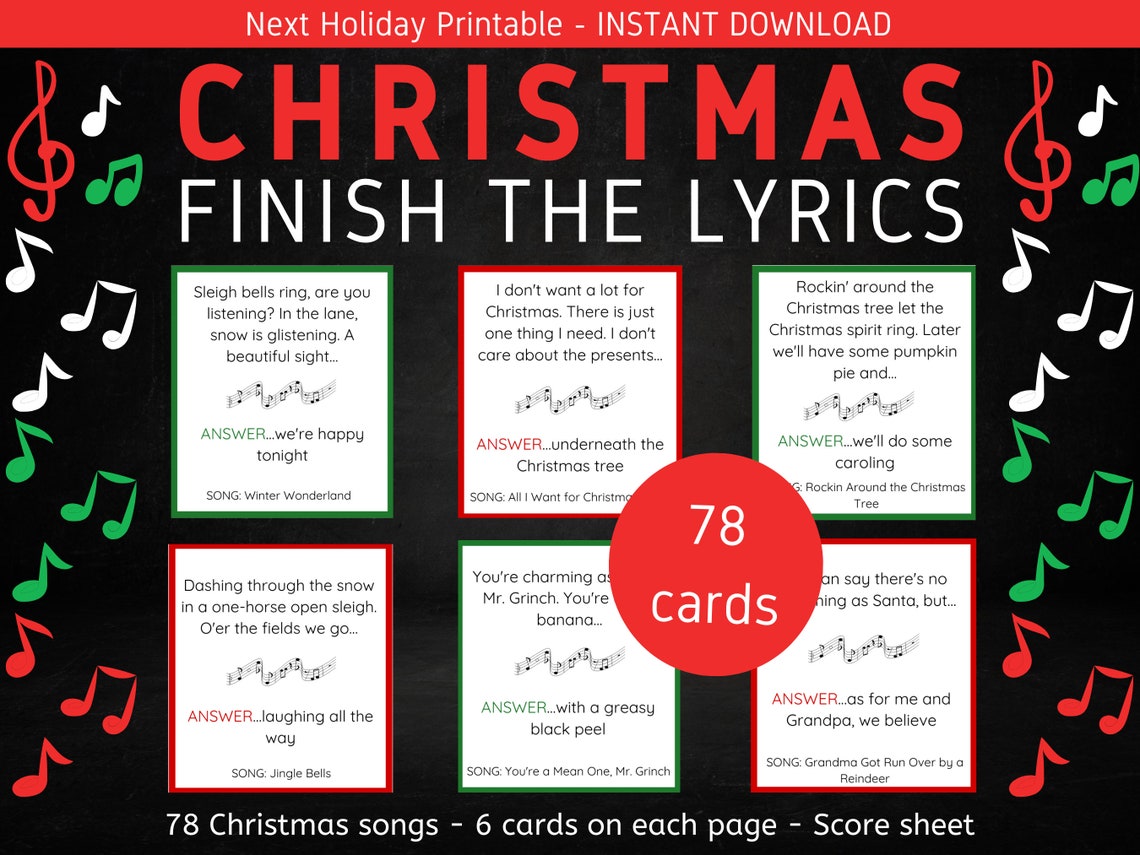 Christmas Finish the Lyrics Printable Christmas Song Game Christmas Christmas Finish the Lyrics Printable Christmas Song Game Christmas