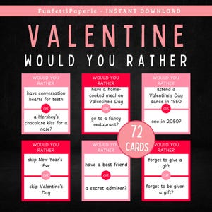 Valentine&#39;s Day Would You Rather: Printable Party Game for Kids and Adults (PDF Download)