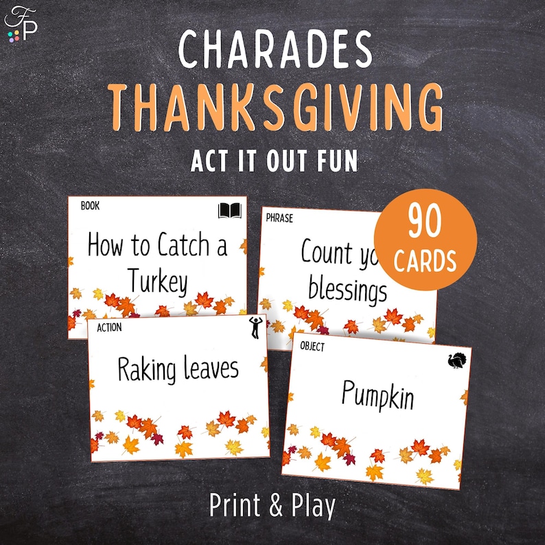 Thanksgiving Charades Game - Act It Out Fun for Family & Friendsgiving ...