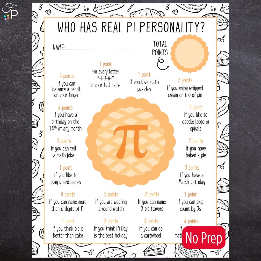 Pi Day Who Has Real Pi Personality Game - Fun No Prep Group Activity ...