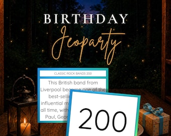Birthday Jeoparty Game Printable, Birthday Trivia Game, Adult Birthday Party Game, Teen Party Game, Family Game Night