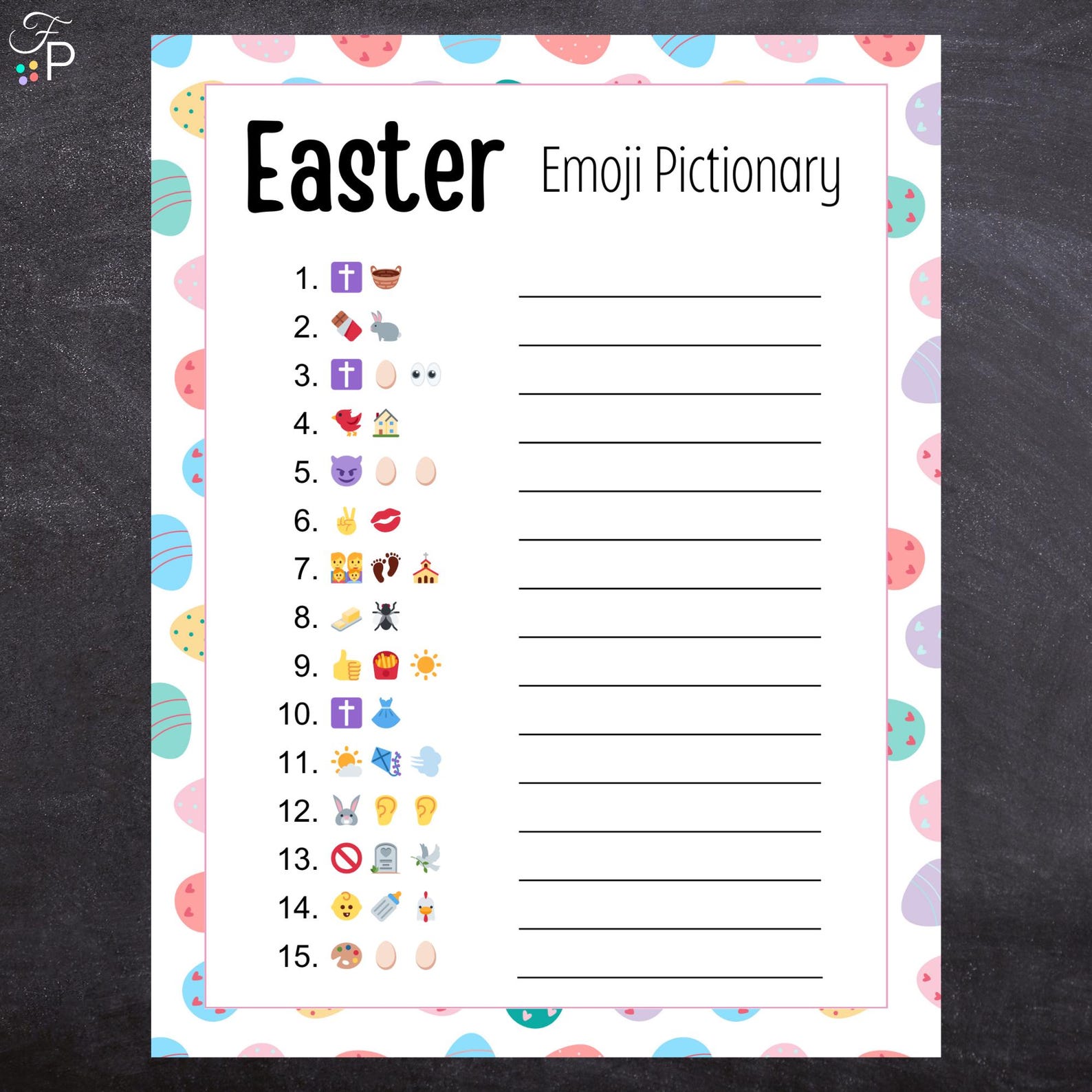 Easter Emoji Pictionary Game | Printable Easter Party Game for Kids ...