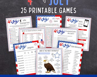 4th of July 25 Game Bundle - No Prep Patriotic Party Fun for Families & Groups