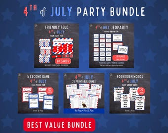 4th of July Party Game Bundle - Patriotic Games for Family Fun & Group Celebrations
