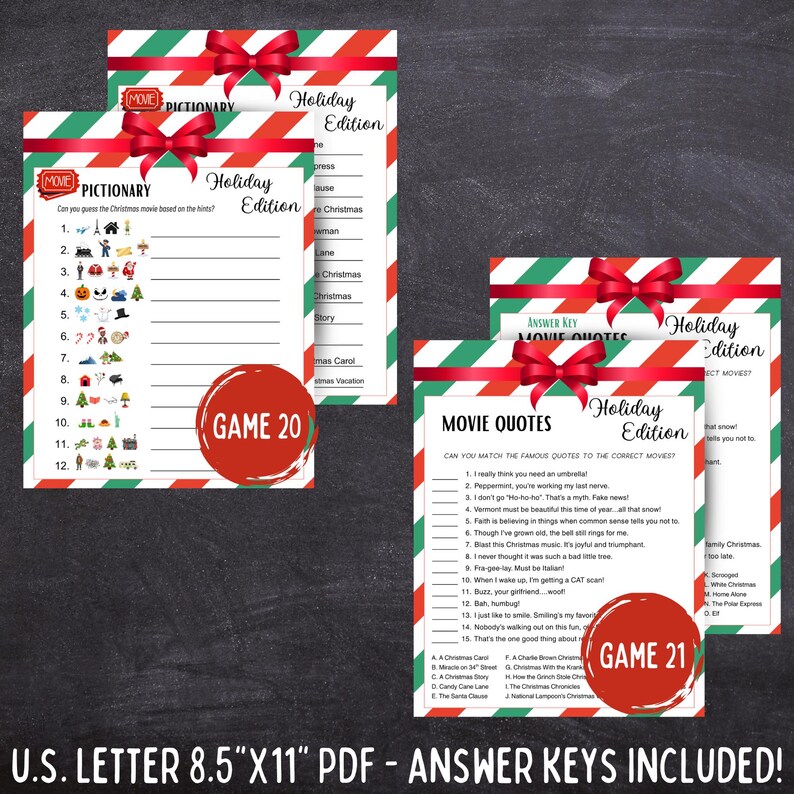 Office Christmas Party Games - No Prep 25 Printable Games for Coworkers ...