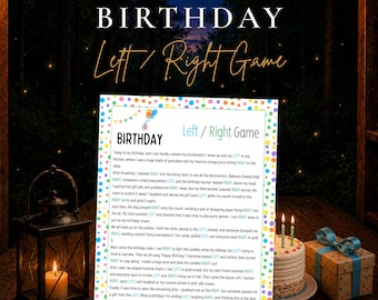 Birthday Left Right Game Printable, Birthday Party Game, Gift Passing Game, Kids Birthday Party Activity, Instant Download