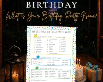 What Is Your Birthday Party Name Game, Printable Birthday Party Game, Kids Birthday Activity, Birthday Icebreaker, Instant Download