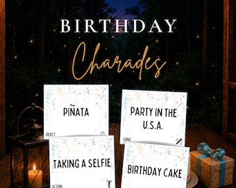 Birthday Charades Printable Game, 90 Birthday Party Game Cards, Family Party Game, Kids Teens Adults, Instant Download