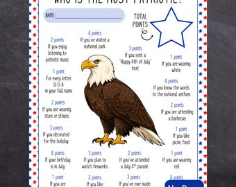 Who Is the Most Patriotic - Fun 4th of July Party Game for Family & Groups