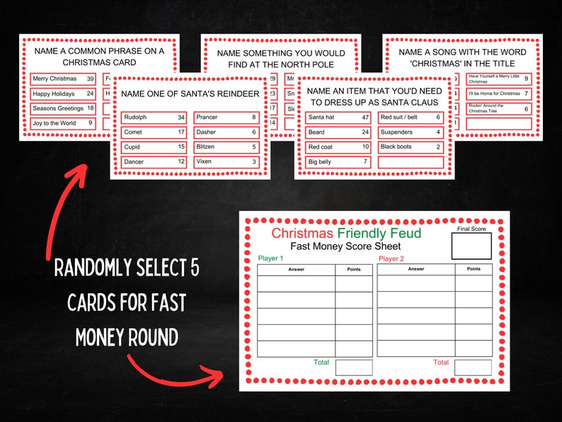 Christmas Friendly Feud Game, Printable Christmas Game for Adults and